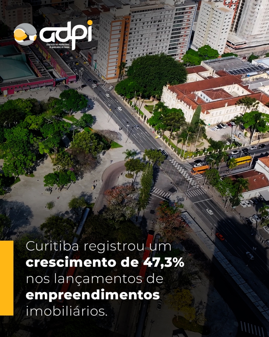 Curitiba registrou um crescimento de 47,3% nos lançamentos de empreendimentos imobiliários.
