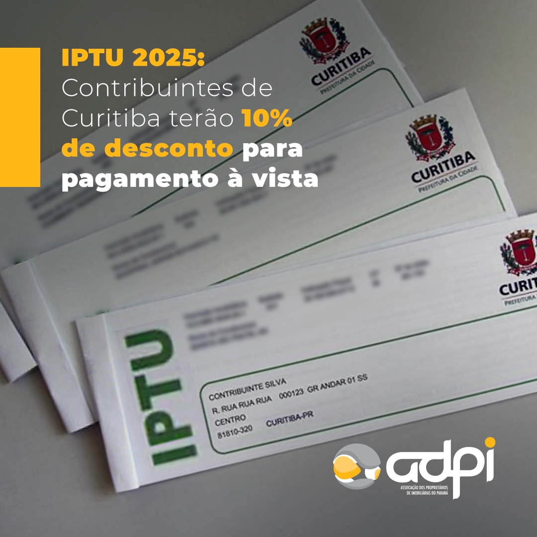 IPTU 2025: Contribuintes de Curitiba terão 10% de desconto para pagamento à vista